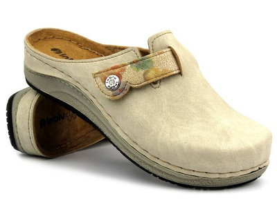 Klapki damskie ze skórzaną wkładką beżowe Inblu PF-04