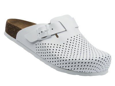 Skórzane klapki męskie białe Leon 4700M