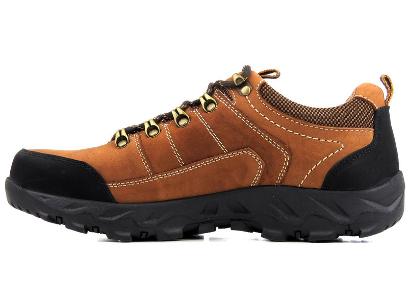 Trekkingi męskie ze skóry naturalnej - AMERICAN CLUB CY45/22, brązowe