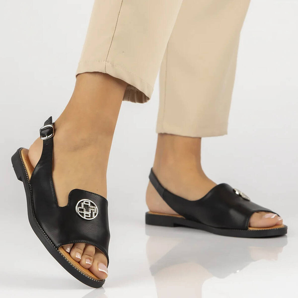 Sandały damskie ze skórzaną wkładką - Filippo DS3666/24, czarne