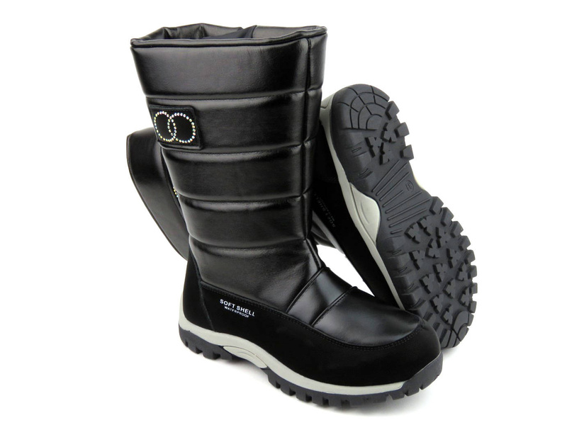 Śniegowce dziecięce z softshell i membraną - WOJTYŁKO 23038, czarne