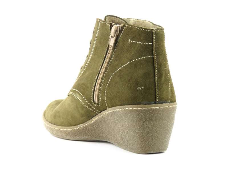 Skórzane botki damskie na koturnie - HELIOS Komfort 681