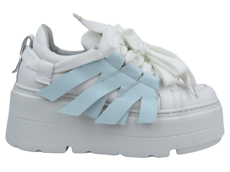 Sportowe buty damskie na platformie - Eksbut 2F-7033-L91/S83, białe