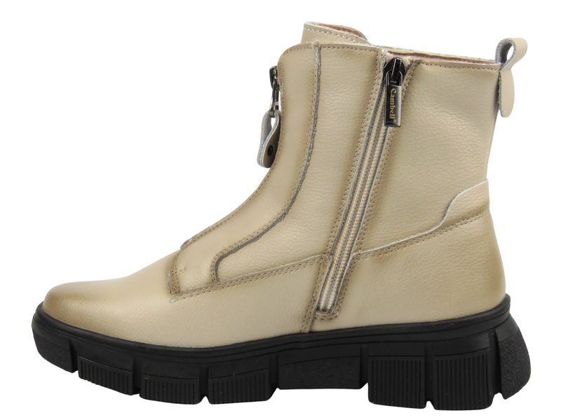 Wygodne botki damskie ze skóry Cambell, beżowe