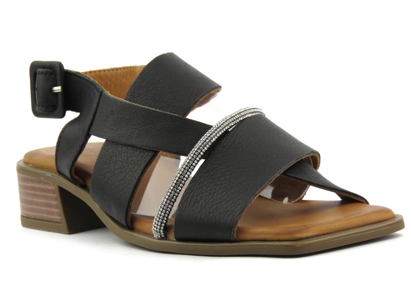 Sandały damskie z kwadratowym noskiem - VENEZIA 039892176, czarne