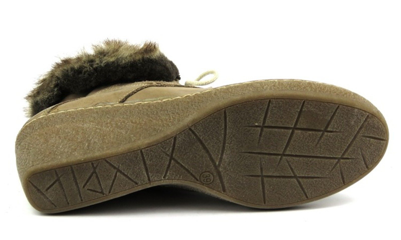 Ciepłe botki damskie na koturnie - HELIOS Komfort 615, beżowe