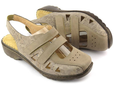 Wygodne sandały damskie o tęgości G 1/2 - Axel 2498, beżowe