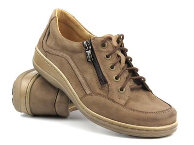Skórzane półbuty damskie HELIOS Komfort 411, ciemny beż