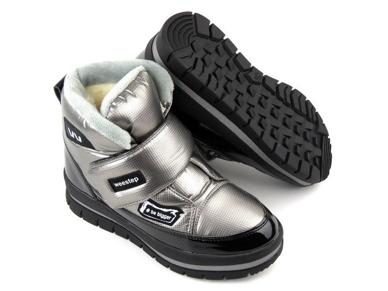 Ciepłe śniegowce dziecięce na rzep - WEESTEP R531858811TH, srebrne