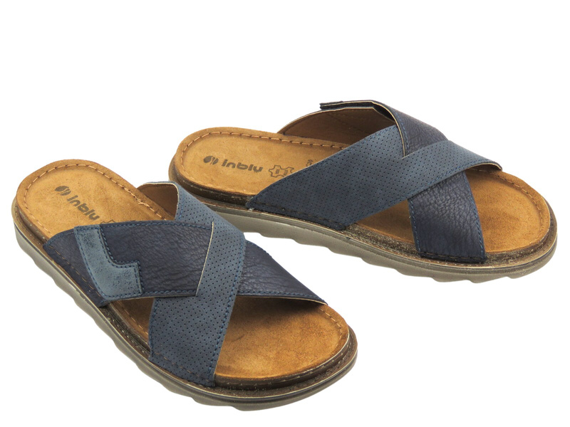 Wygodne klapki męskie na rzep - INBLU BU-17, granatowe