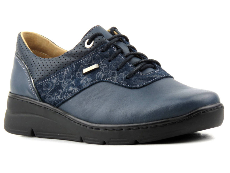 Półbuty damskie, sneakersy polskiej produkcji - HELIOS Komfort 396, granatowe