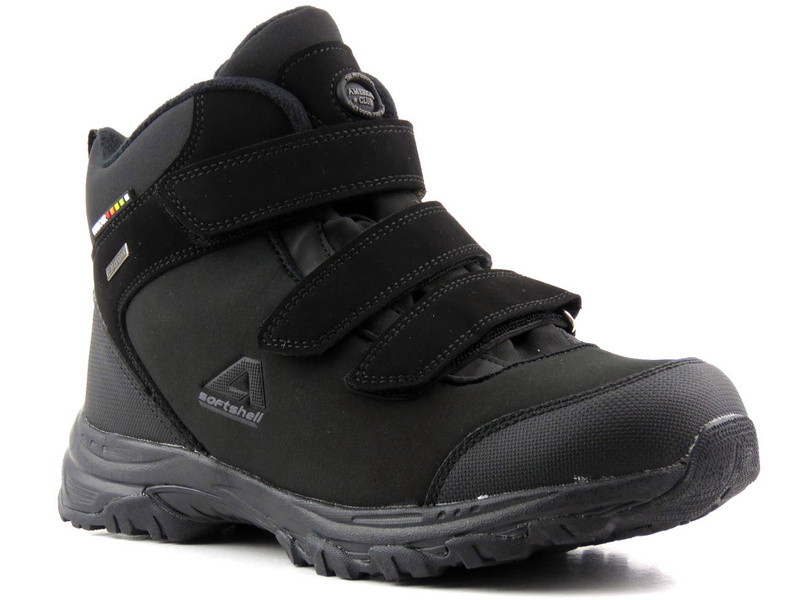 Trekkingi męskie zimowe na rzepy - AMERICAN CLUB Softshell WT109/22, czarne