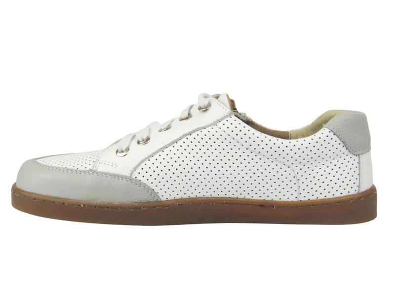 Barefoot skórzane minimalistyczne półbuty damskie Helios Komfort 470, białe 4