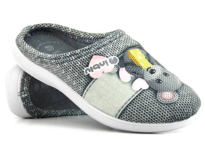 Kapcie damskie na prezent - INBLU CAMILLE, szare z myszką