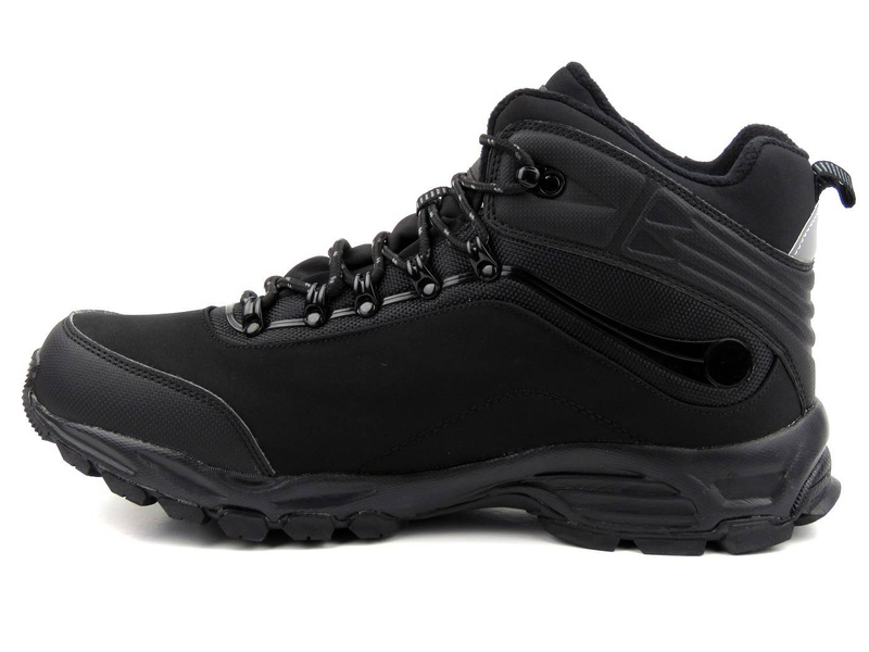 Wysokie trekkingi męskie z tkaniną SoftShell - AMERICAN CLUB WT53/23, czarne