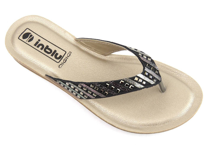 Japonki damskie z ozdobnymi paskami - INBLU BA-40, czarne