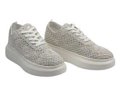 Buty sportowe damskie koronkowe białe Vinceza 17371