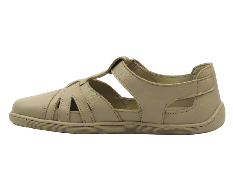 Barefoot skórzane minimalistyczne półbuty damskie ecru Helios Komfort 466