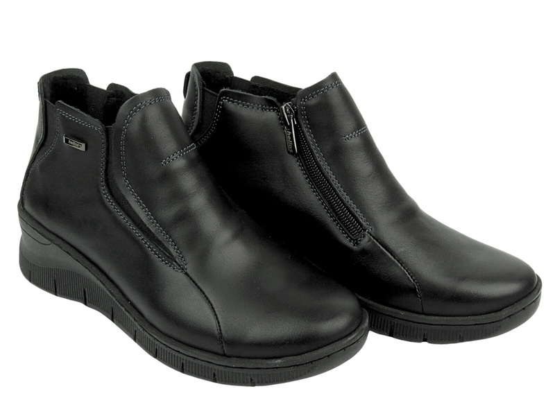 Botki damskie na koturnie HELIOS Komfort 552, czarne 2