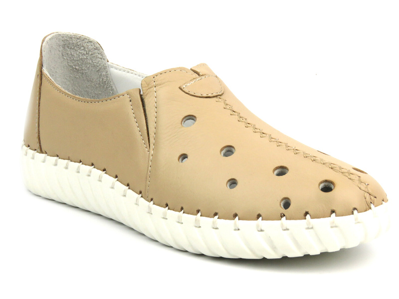 Ażurowe półbuty damskie - Artiker 54C0561, beżowe