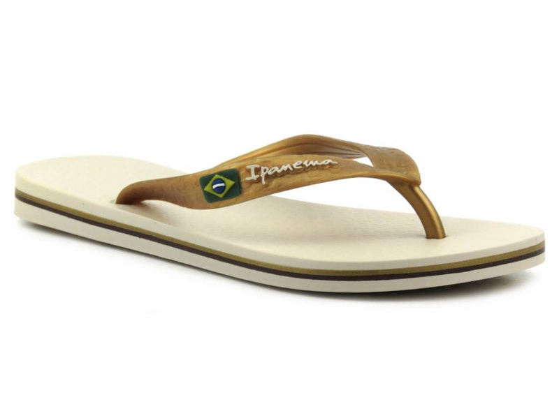 Gumowe japonki damskie IPANEMA 80408, beżowo-złote