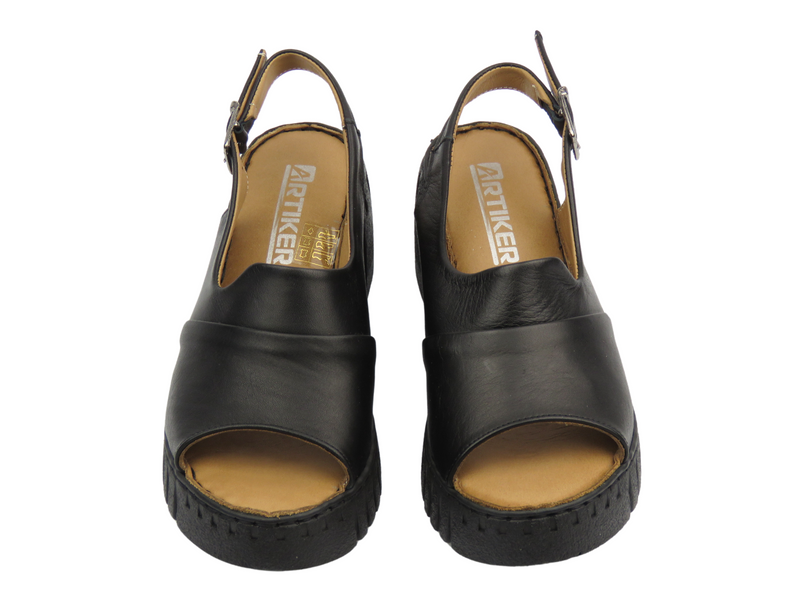 Sandały damskie na platformie z koturnem czarne Artiker 54C0791