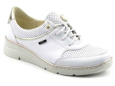 Miękkie, wygodne półbuty damskie ze skóry - HELIOS Komfort 386, białe