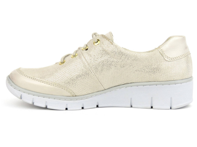 Wygodne, lekkie sneakersy damskie z połyskiem - Helios Komfort 334, złote