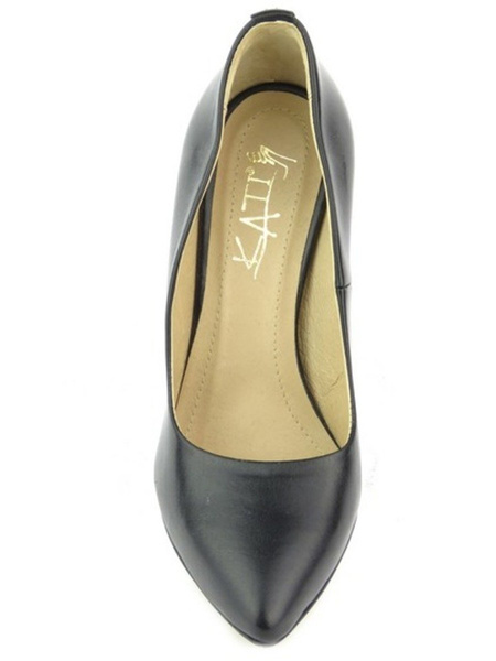 Skórzane szpilki z noskiem w szpic - Kati 700, czarne