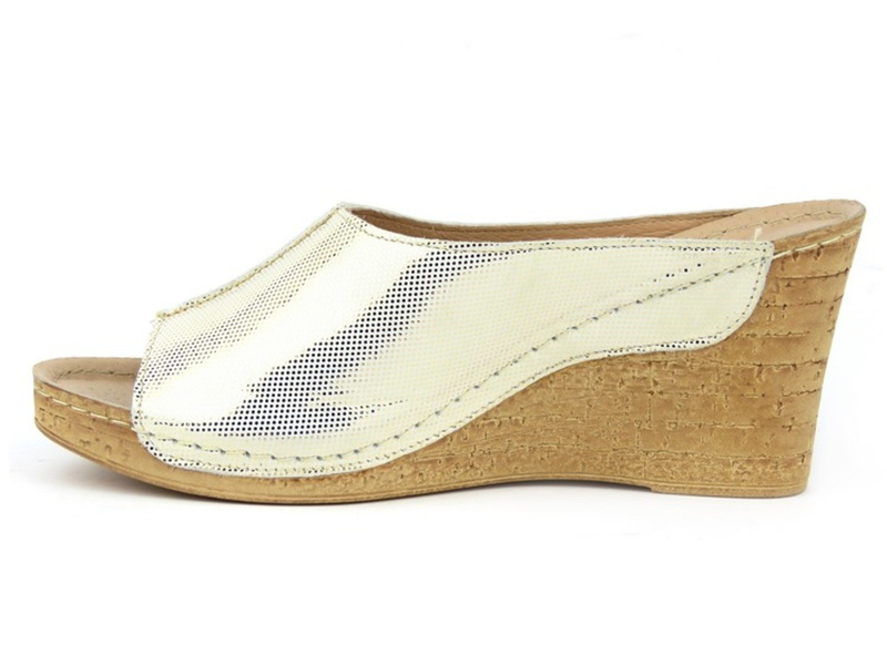 Miękkie klapki damskie na koturnie - Agxbut 500, granatowe