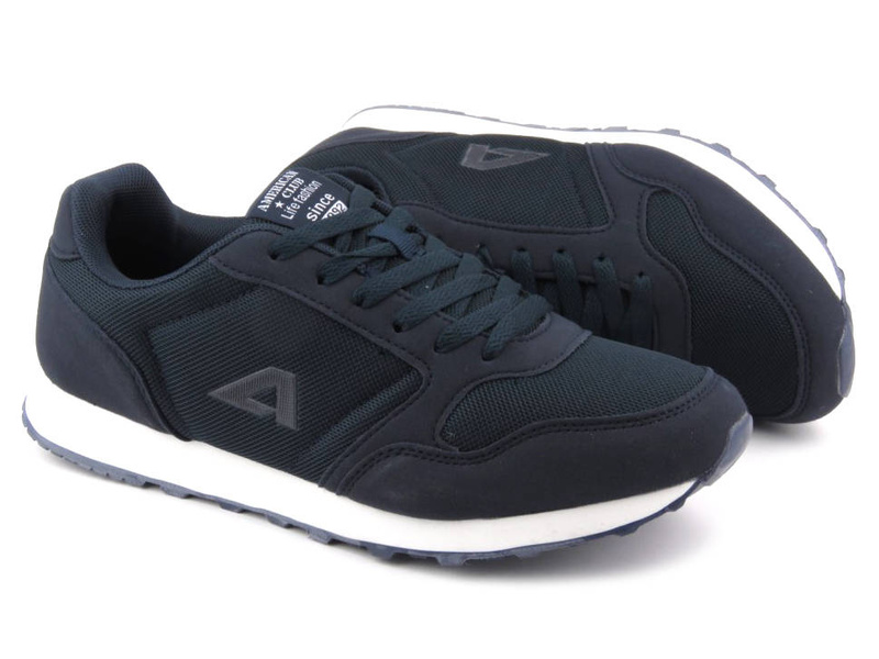 Sneakersy męskie sznurowane - AMERICAN CLUB WT135/23, granatowe