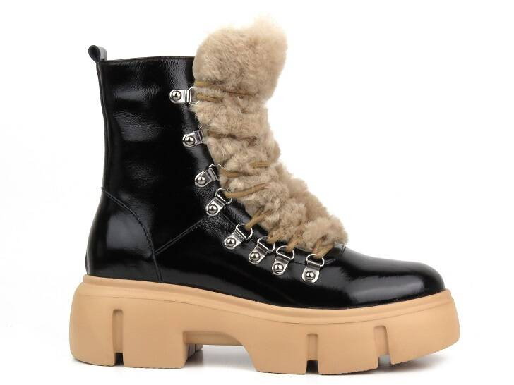 Botki skórzane trapery damskie - VENEZIA 4332, czarne