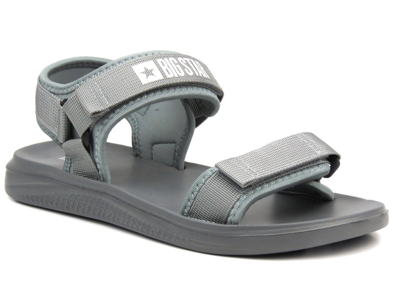 Sandały męskie sportowe na rzepy - Big Star HH174843, szare