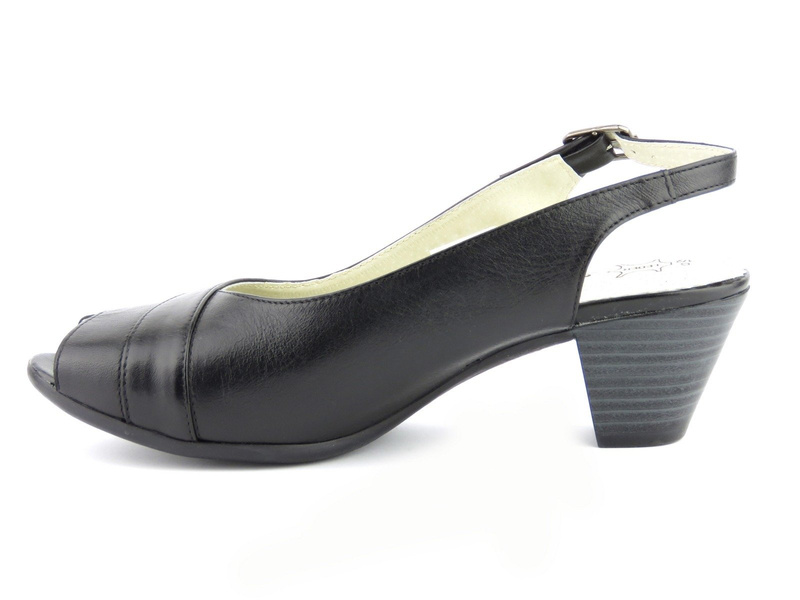 Wygodne sandały damskie ze skóry licowej - AXEL 2286, czarne