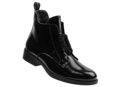 Ocieplane botki damskie - S. Barski HY52-525, czarne