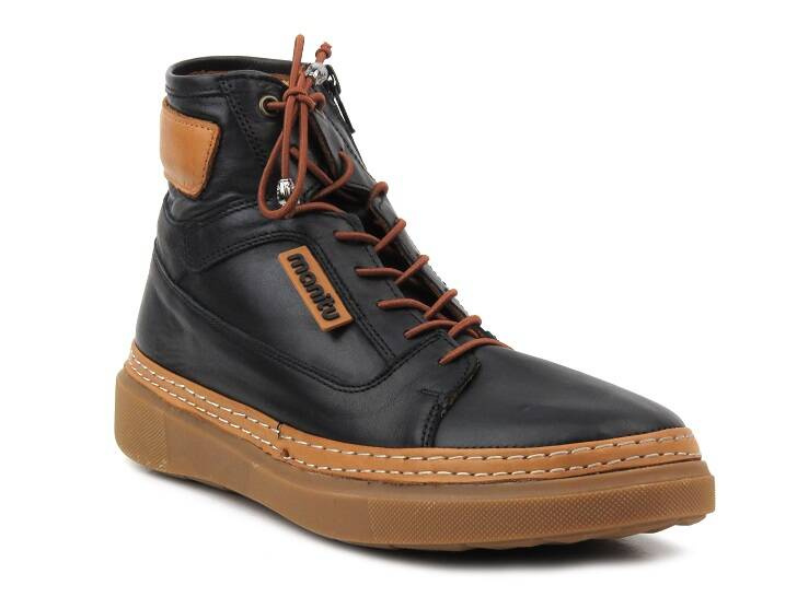 Botki, trzewiki damskie z miękkiej skóry - MANITU 990354-01, czarne