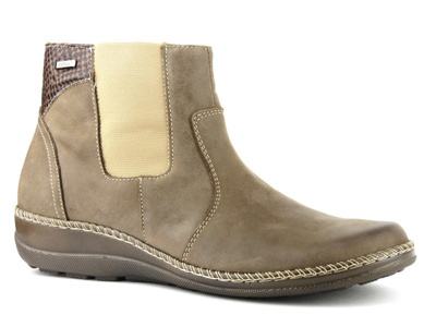 Wygodne botki damskie ze skóry - HELIOS Komfort 700, beżowe