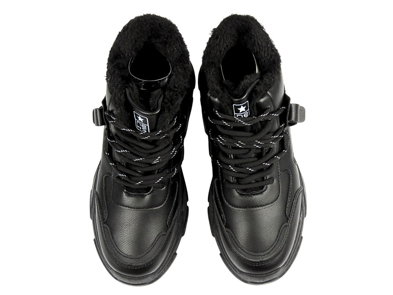 Stylowe sneakersy damskie ocieplane News 21BT26-4356, czarne