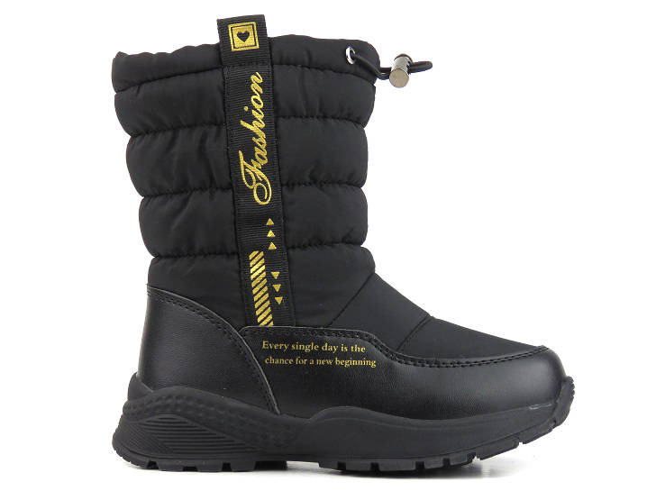 Śniegowce dziecięce ocieplone wełną - MISS E 22DZ23-5274, czarne