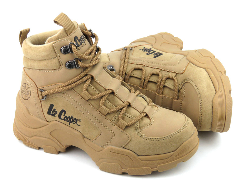 Trapery, śniegowce damskie sportowe - LEE COOPER 22-31-1442L, brązowe
