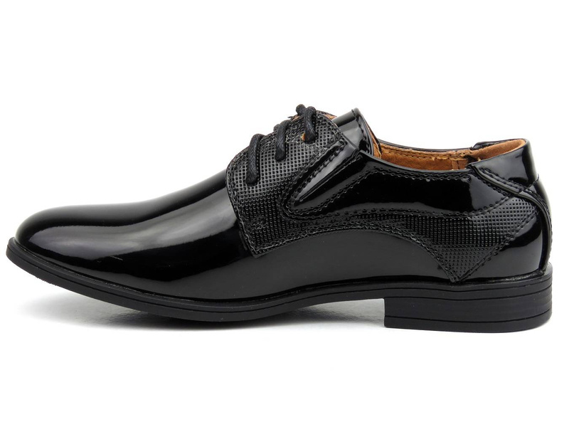 Eleganckie półbuty wizytowe, buty komunijne - WOJTYŁKO 1196, czarne lakierki