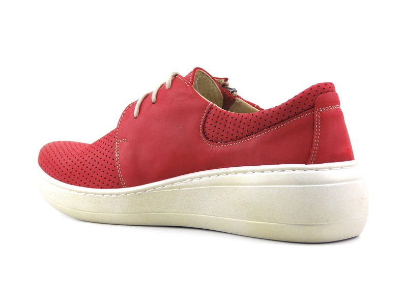 Wygodne półbuty damskie na grubej podeszwie - Helios Komfort 328S, czerwone