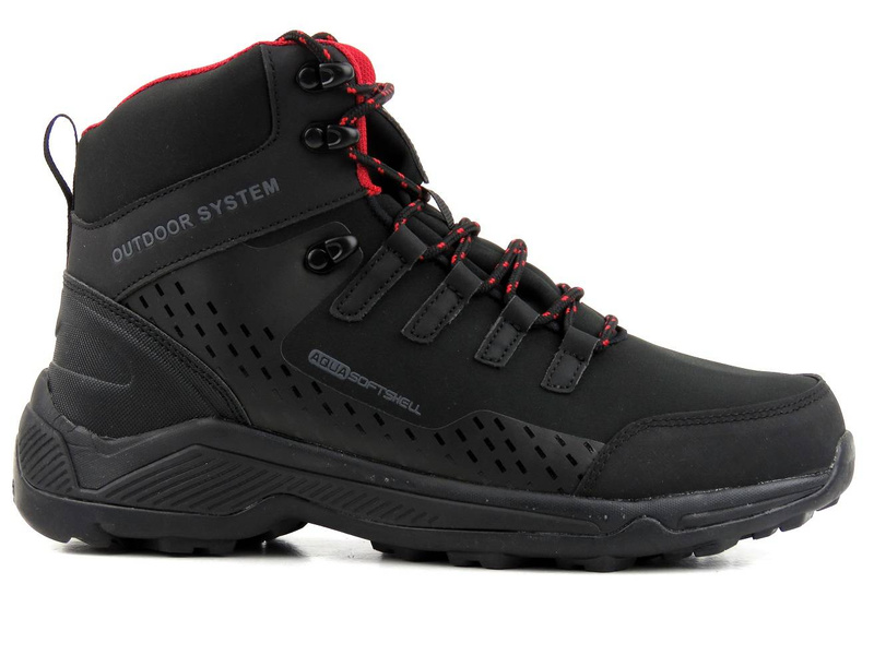 Buty męskie trekkingowe OUTDOOR DK Aqua Soft Shell 8123, czarno-czerwone