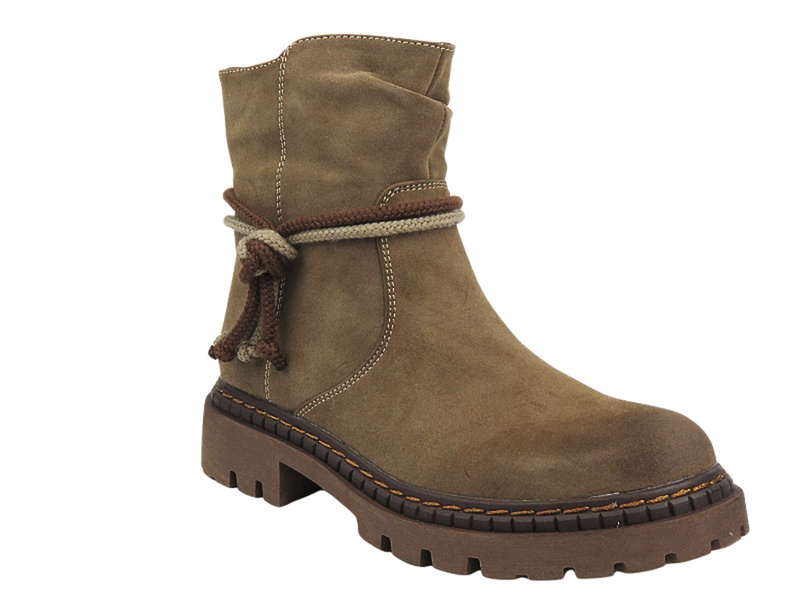 Botki Damskie, Workery - Potocki 24-54305 Beżowe