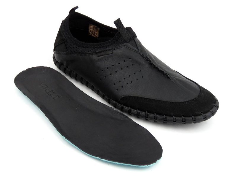 Lekkie półbuty męskie slip on - VENEZIA D330, czarne