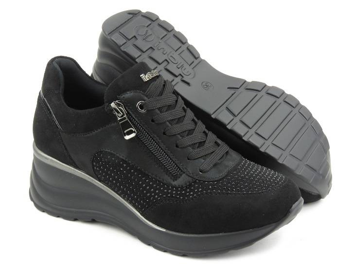 Sneakersy damskie na koturnie - INBLU IN001299, czarne