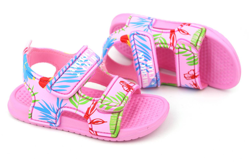 Piankowe sandały dziecięce na rzepy - American Club NH 85/23 NH 86/23, różowe