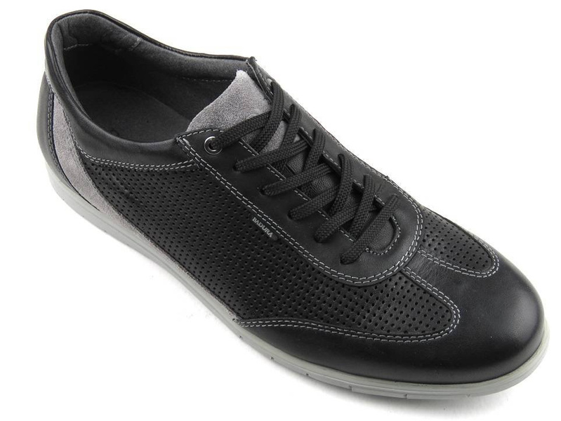 Skórzane buty męskie sportowe BADURA 2987, czarne