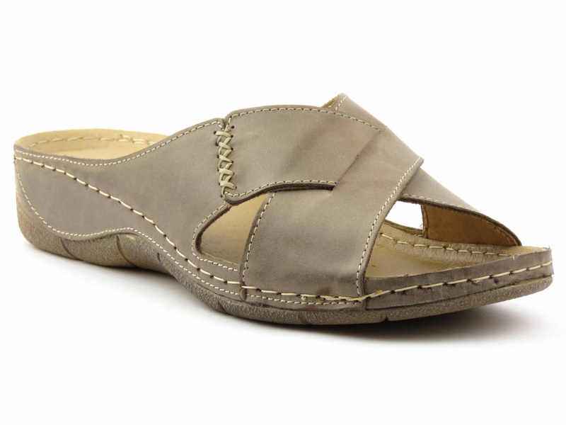 Wygodne klapki damskie polskiej marki HELIOS Komfort 229, beżowe