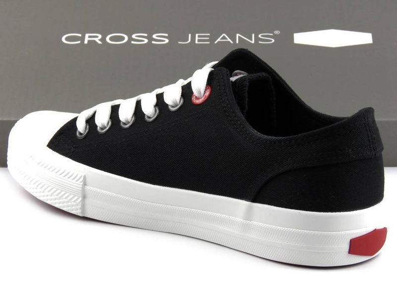 Czarne trampki damskie z grubą, białą podeszwą - Cross Jeans HH2R4021C